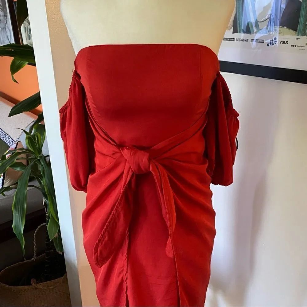 LPA Dress 146 In Red Off The Shoulder Size S - Picture 6 of 15